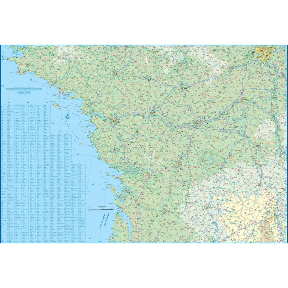 Franska Atlantkusten Järnväg och Cykelkarta ITM